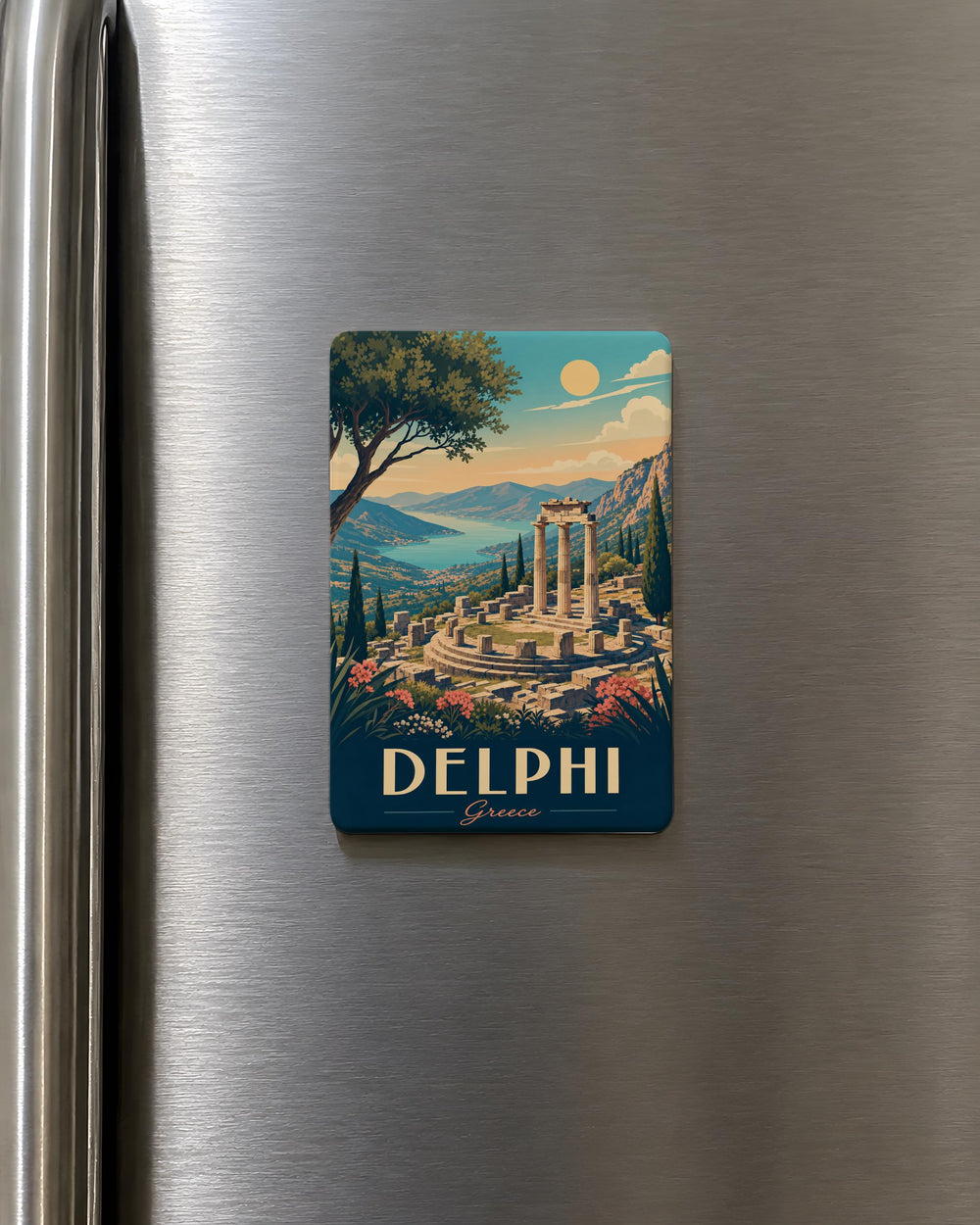 Delphi Greece Fridge Magnet, Ancient Delphi Landmark Souvenir Magnet, Greek Travel Keepsake Refrigerator Magnet