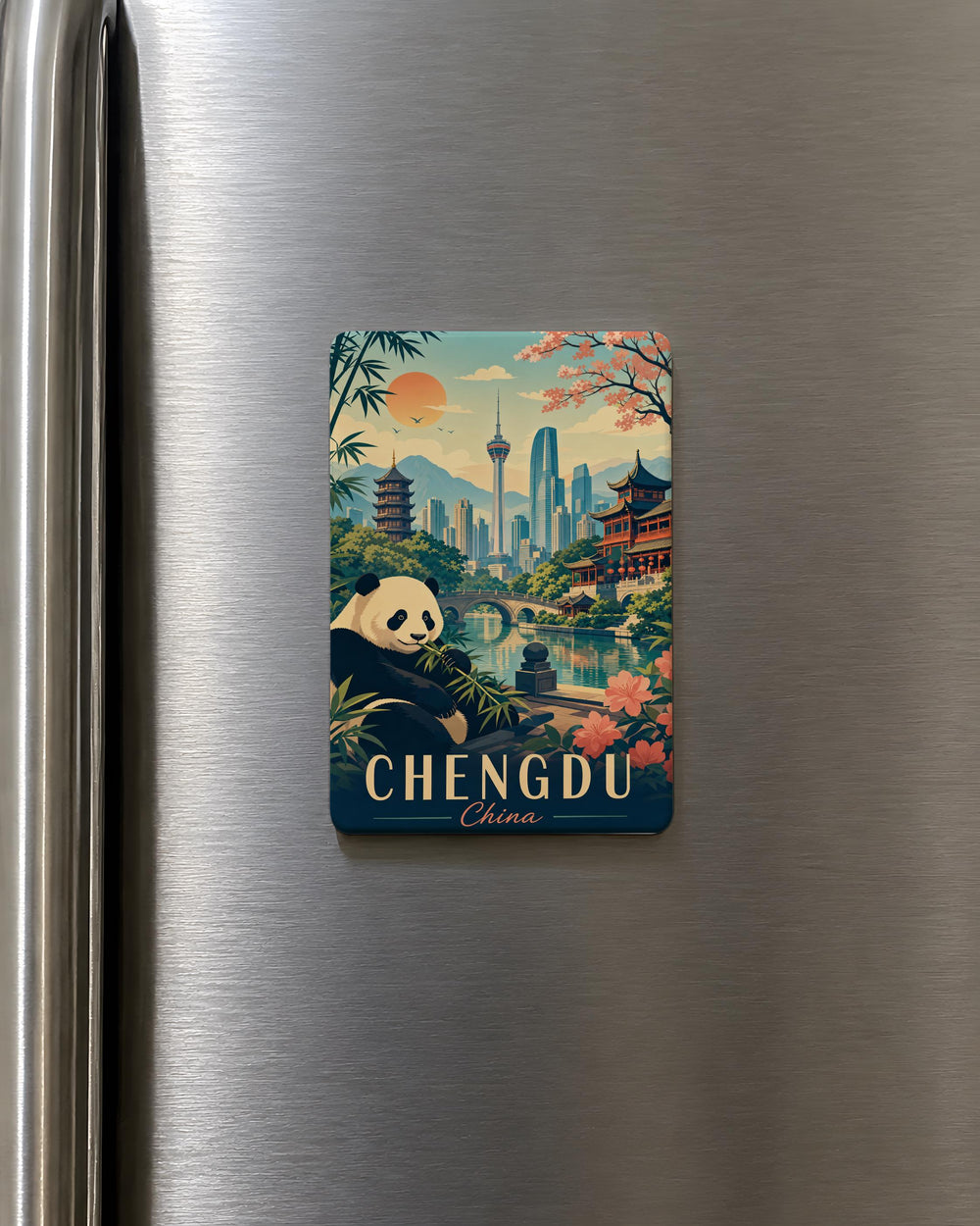 Chengdu China Fridge Magnet, Chengdu City Souvenir Magnet, China Travel Keepsake, Chengdu Landmark Refrigerator Magnet