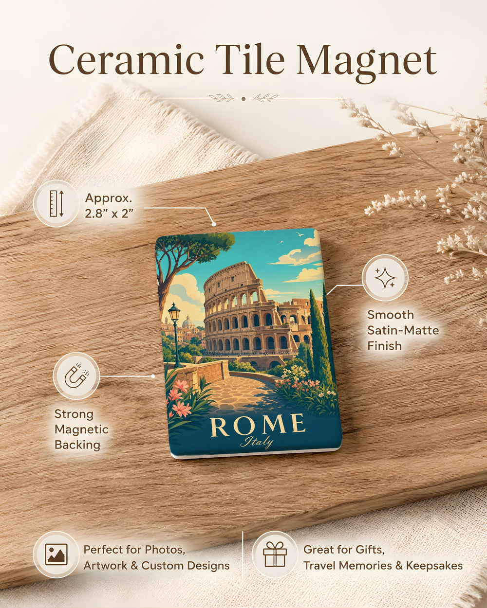 Colosseum Fridge Magnet, Rome Italy Souvenir Magnet, Ancient Roman Amphitheater Refrigerator Magnet, Travel Keepsake Gift