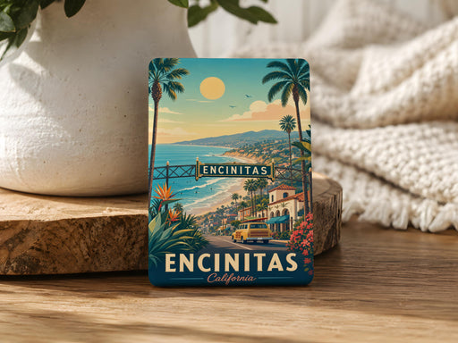 Encinitas CA Fridge Magnet, Encinitas California Souvenir Magnet, Coastal Beach Town Travel Gift, Surf Town Keepsake Magnet