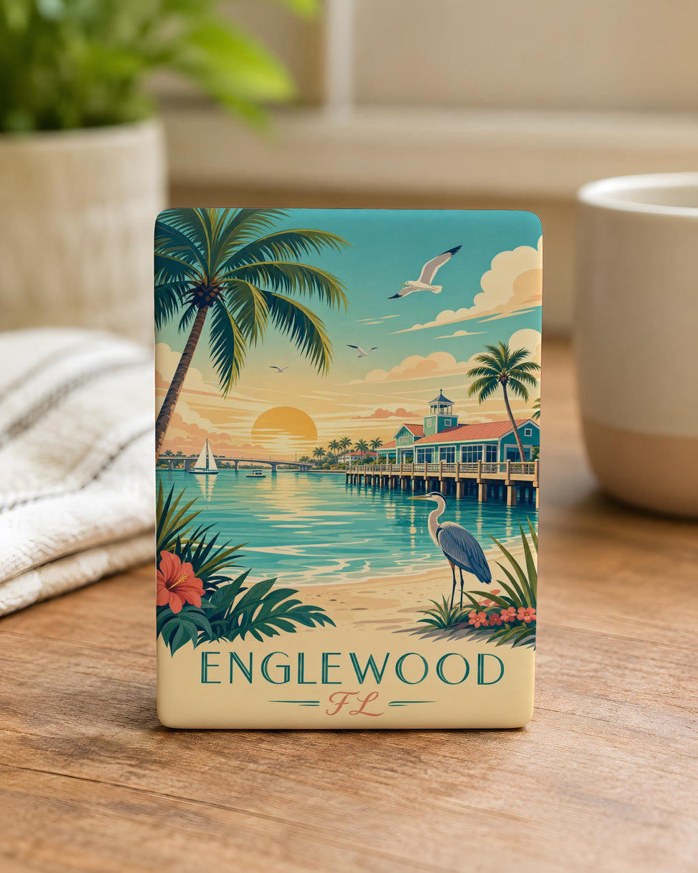 Englewood FL Fridge Magnet, Englewood Florida Souvenir Magnet, Gulf Coast Vacation Keepsake, Coastal Town Travel Gift