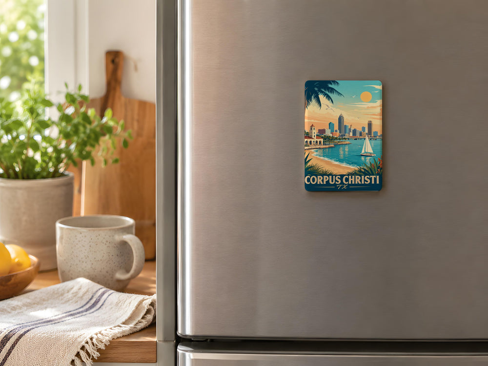 Corpus Christi TX Fridge Magnet, Texas Coastal City Souvenir Magnet, Corpus Christi Beach Travel Gift, Gulf Coast Keepsake Magnet