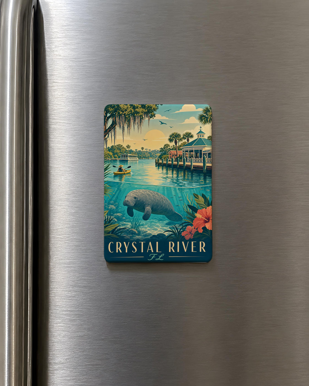 Crystal River Florida Fridge Magnet, Crystal River FL Souvenir Magnet, Citrus County Travel Gift, Manatee Capital of the World Keepsake