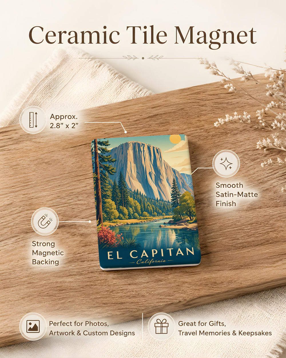 El Capitan Fridge Magnet, Yosemite National Park Climbing Landmark Souvenir Magnet, California Granite Mountain Gift