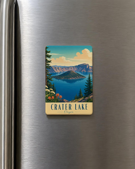 Crater Lake Fridge Magnet, Oregon National Park Souvenir Magnet, Scenic Lake & Caldera Travel Keepsake Magnet