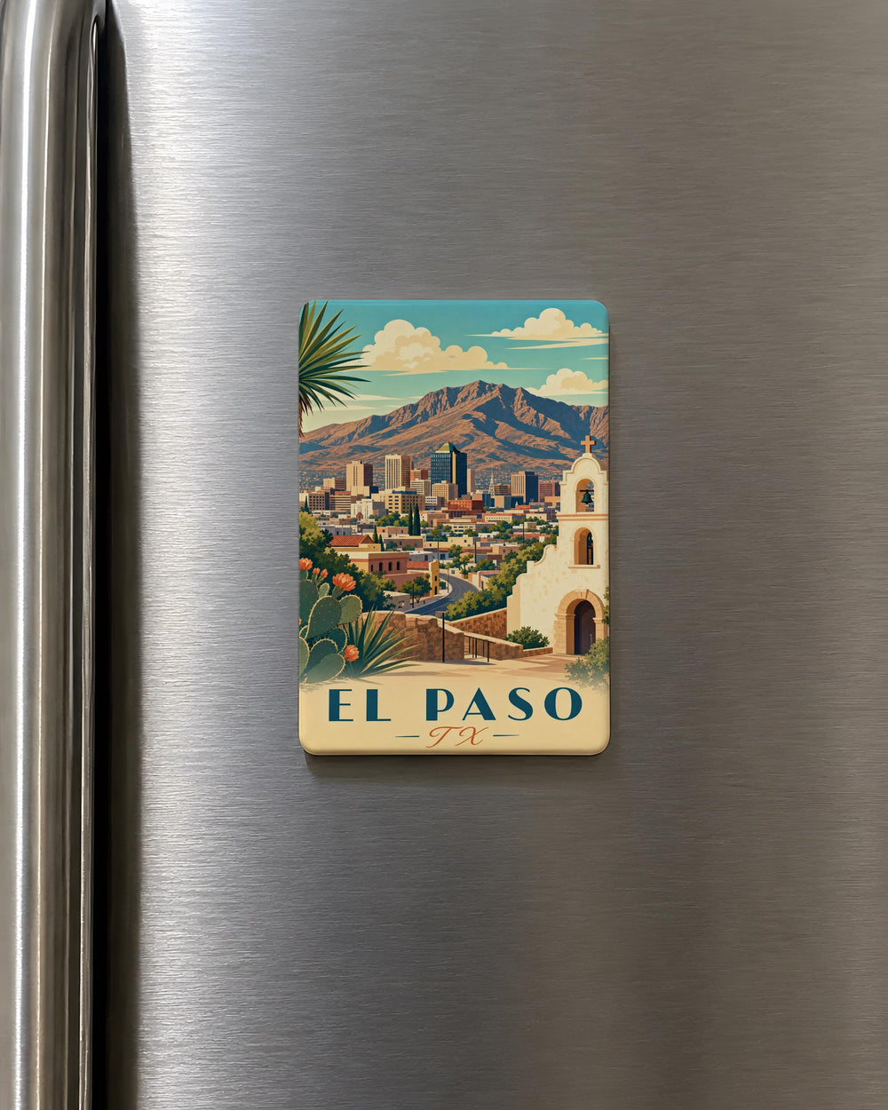 El Paso TX Fridge Magnet, El Paso Texas Souvenir Magnet, West Texas Travel Gift, El Paso Skyline Landmark Magnet