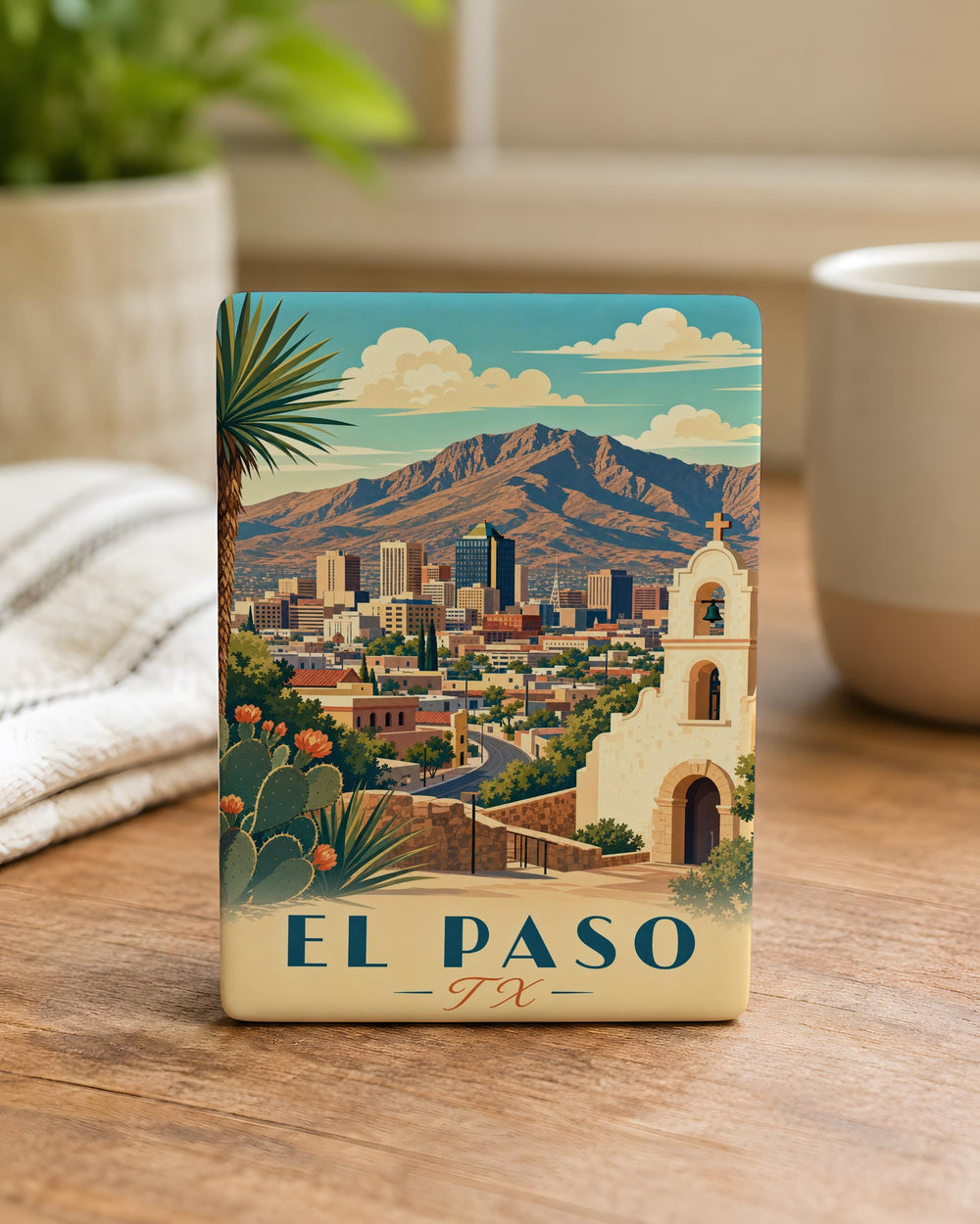 El Paso TX Fridge Magnet, El Paso Texas Souvenir Magnet, West Texas Travel Gift, El Paso Skyline Landmark Magnet