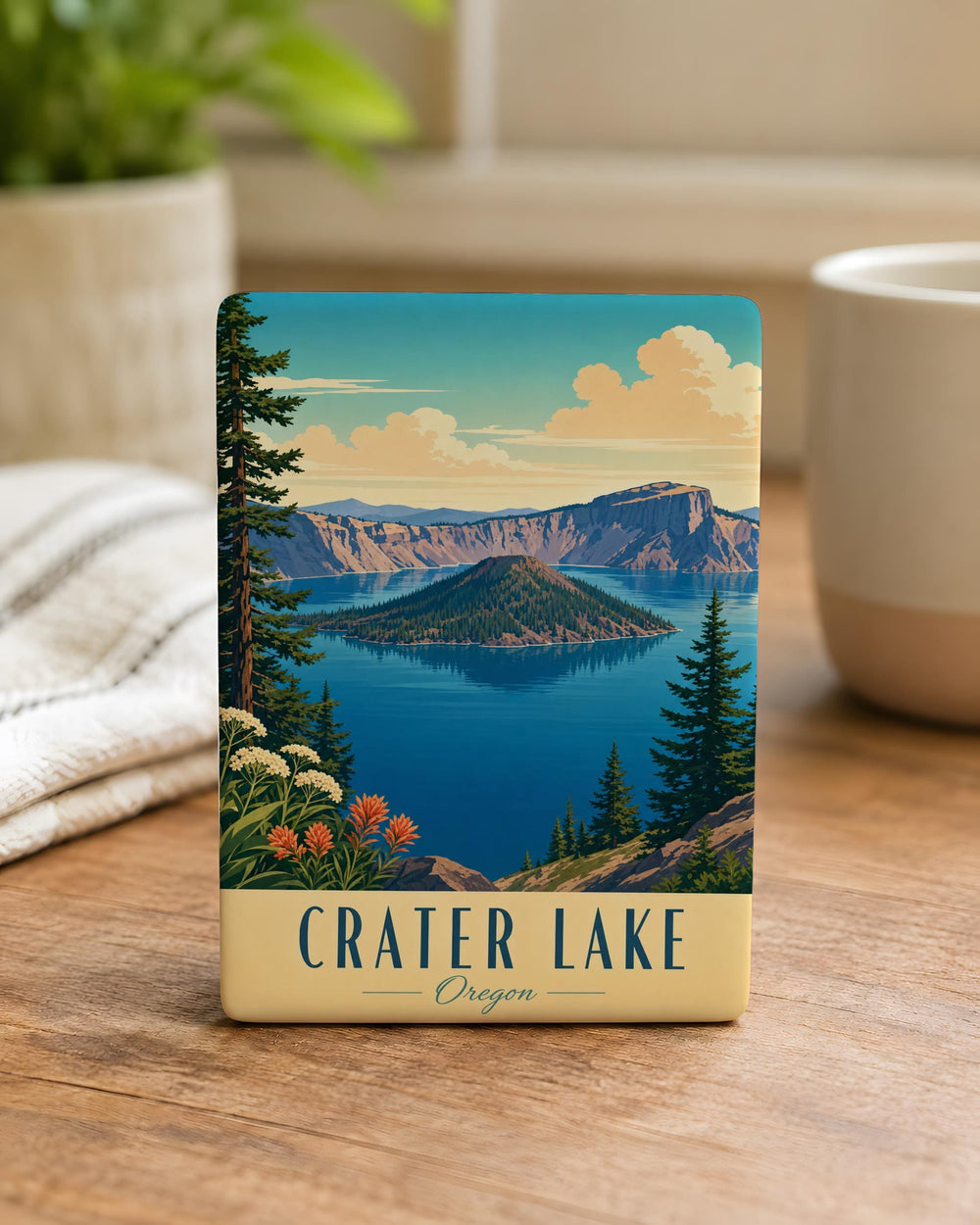 Crater Lake Fridge Magnet, Oregon National Park Souvenir Magnet, Scenic Lake & Caldera Travel Keepsake Magnet