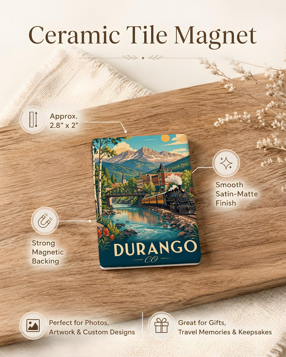 Durango CO Fridge Magnet, Durango Colorado Souvenir Magnet, Colorado Travel Gift, Durango Keepsake Magnet, Rocky Mountains Magnet