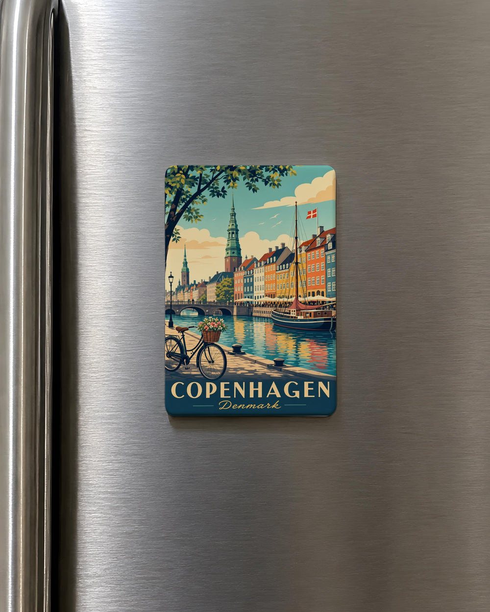 Copenhagen Denmark Fridge Magnet, Copenhagen City Souvenir Magnet, Denmark Travel Gift, Scandinavian Capital Landmark Magnet