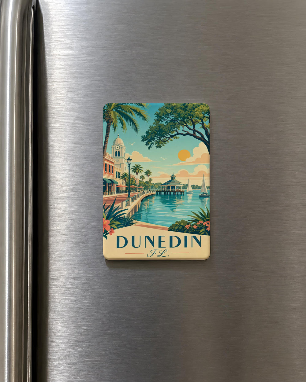 Dunedin Florida Fridge Magnet, Dunedin FL Souvenir Magnet, Gulf Coast Florida Travel Keepsake, Dunedin Gift for Visitors