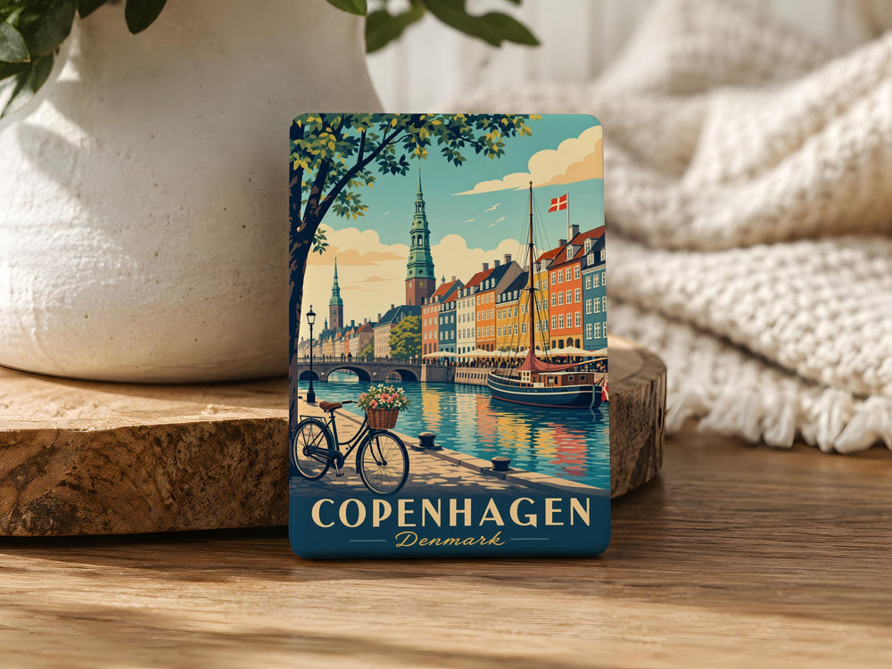 Copenhagen Denmark Fridge Magnet, Copenhagen City Souvenir Magnet, Denmark Travel Gift, Scandinavian Capital Landmark Magnet