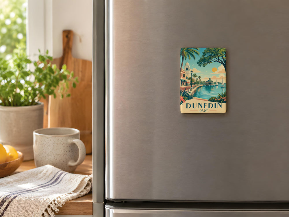 Dunedin Florida Fridge Magnet, Dunedin FL Souvenir Magnet, Gulf Coast Florida Travel Keepsake, Dunedin Gift for Visitors