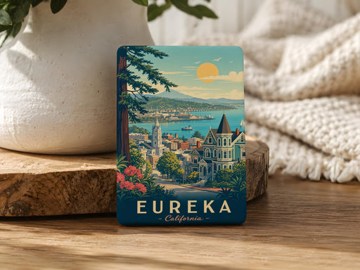 Eureka California Fridge Magnet, Eureka CA Souvenir Magnet, Humboldt County Travel Gift, Coastal Redwood Town Keepsake Magnet