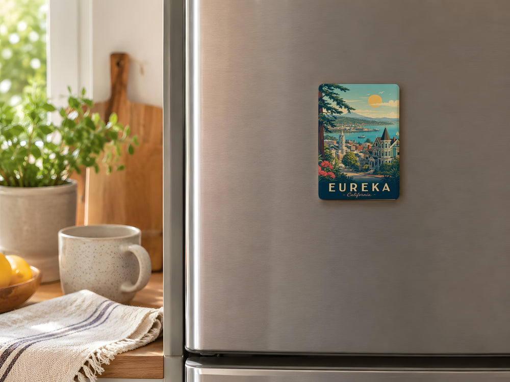 Eureka California Fridge Magnet, Eureka CA Souvenir Magnet, Humboldt County Travel Gift, Coastal Redwood Town Keepsake Magnet