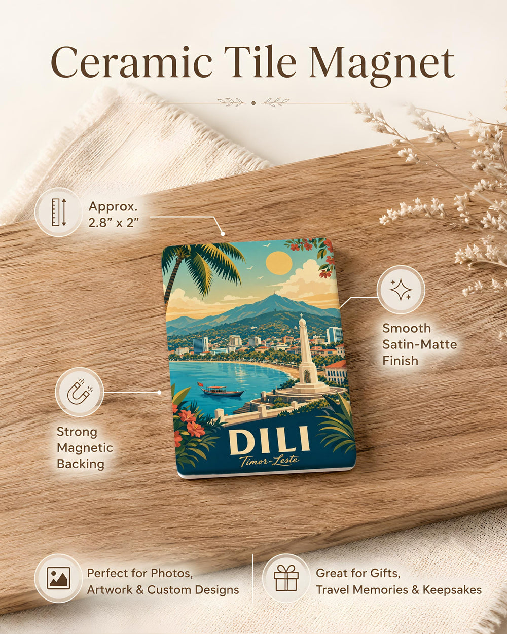 Dili Timor-Leste Fridge Magnet, Dili City Souvenir Magnet, Timor-Leste Travel Gift, East Timor Keepsake Magnet