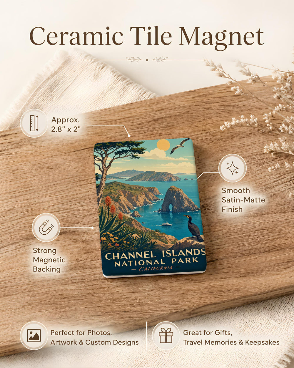 Channel Islands National Park Fridge Magnet, California Island Wildlife & Coastal Scenery Souvenir Magnet, Nature Travel Gift