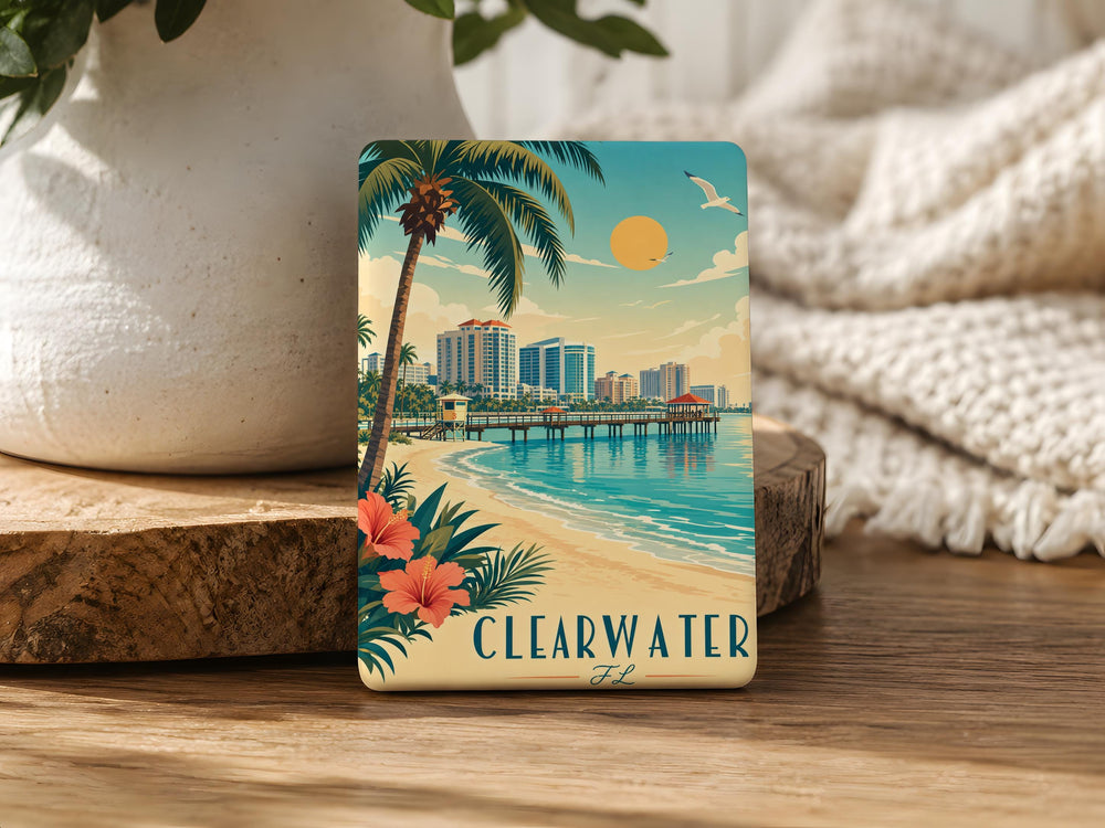 Clearwater Florida Fridge Magnet, Clearwater FL Souvenir Magnet, Beach Town Travel Keepsake, Florida Gulf Coast Gift