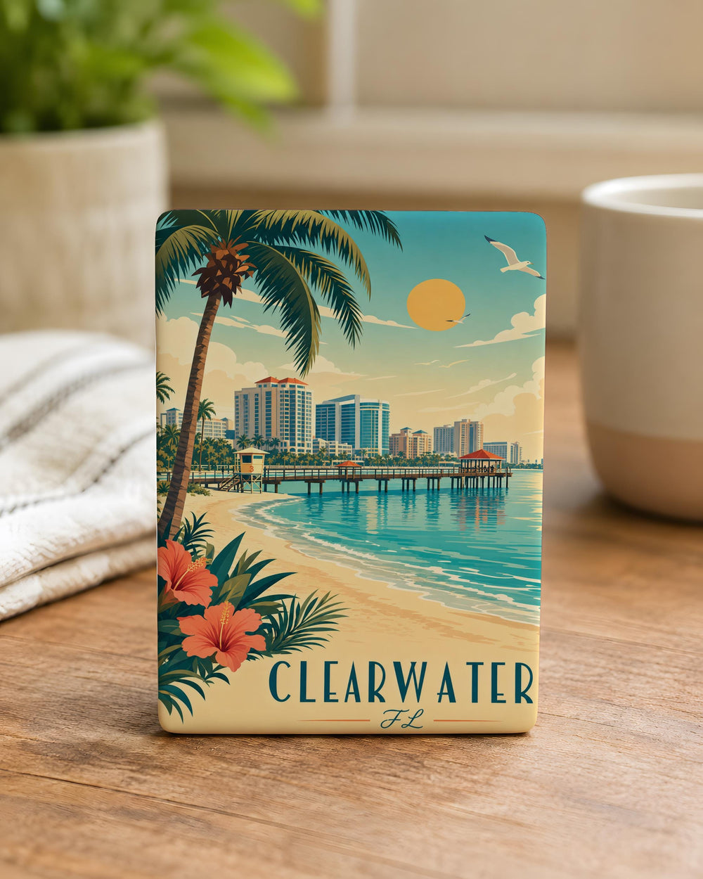 Clearwater Florida Fridge Magnet, Clearwater FL Souvenir Magnet, Beach Town Travel Keepsake, Florida Gulf Coast Gift