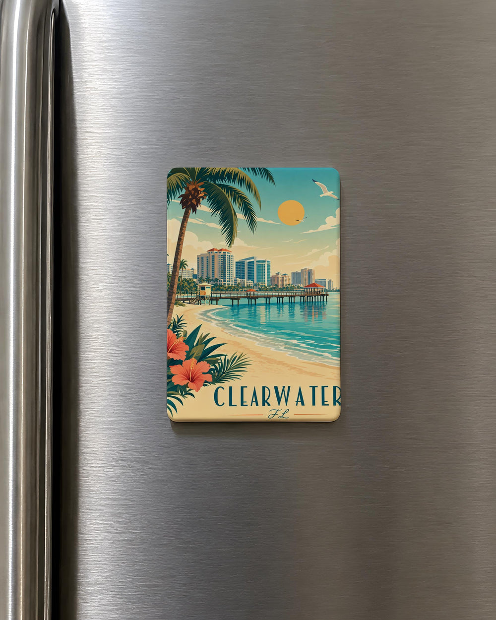 Clearwater Florida Fridge Magnet, Clearwater FL Souvenir Magnet, Beach Town Travel Keepsake, Florida Gulf Coast Gift