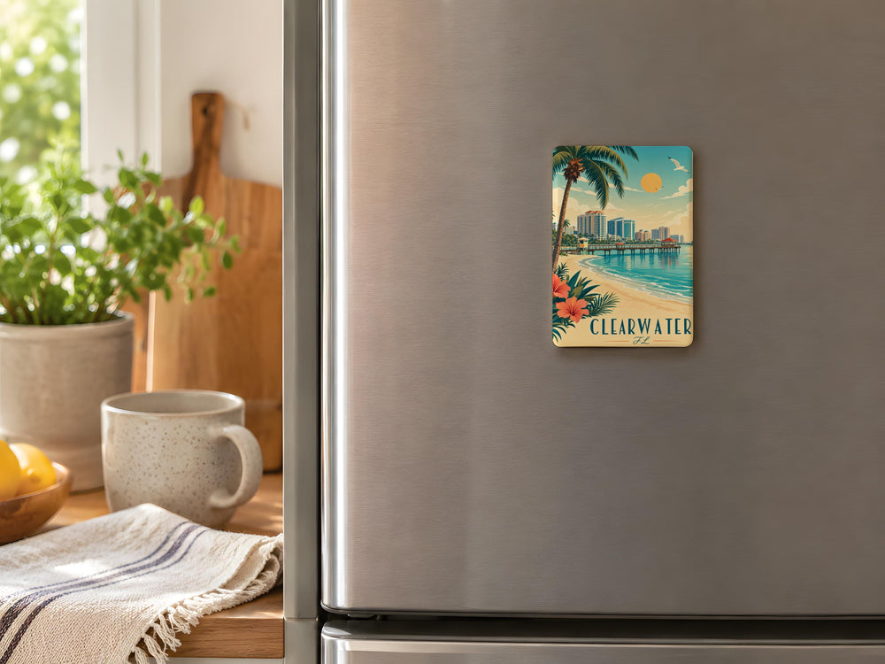 Clearwater Florida Fridge Magnet, Clearwater FL Souvenir Magnet, Beach Town Travel Keepsake, Florida Gulf Coast Gift