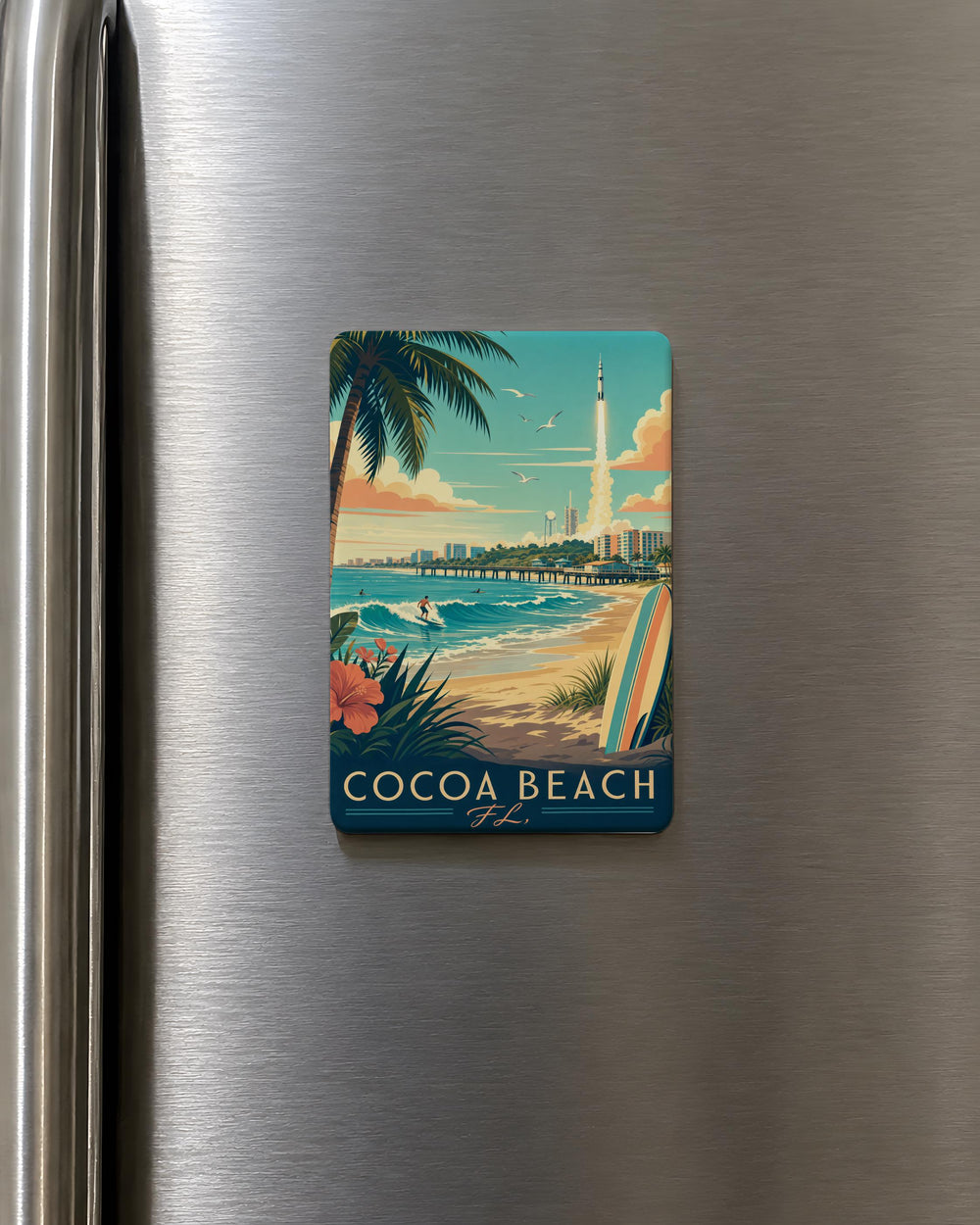 Cocoa Beach Florida Fridge Magnet, Cocoa Beach FL Souvenir Magnet, Space Coast Vacation Travel Gift Magnet