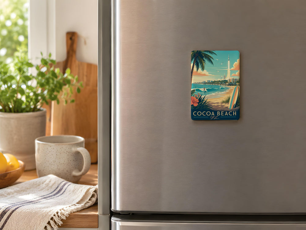 Cocoa Beach Florida Fridge Magnet, Cocoa Beach FL Souvenir Magnet, Space Coast Vacation Travel Gift Magnet