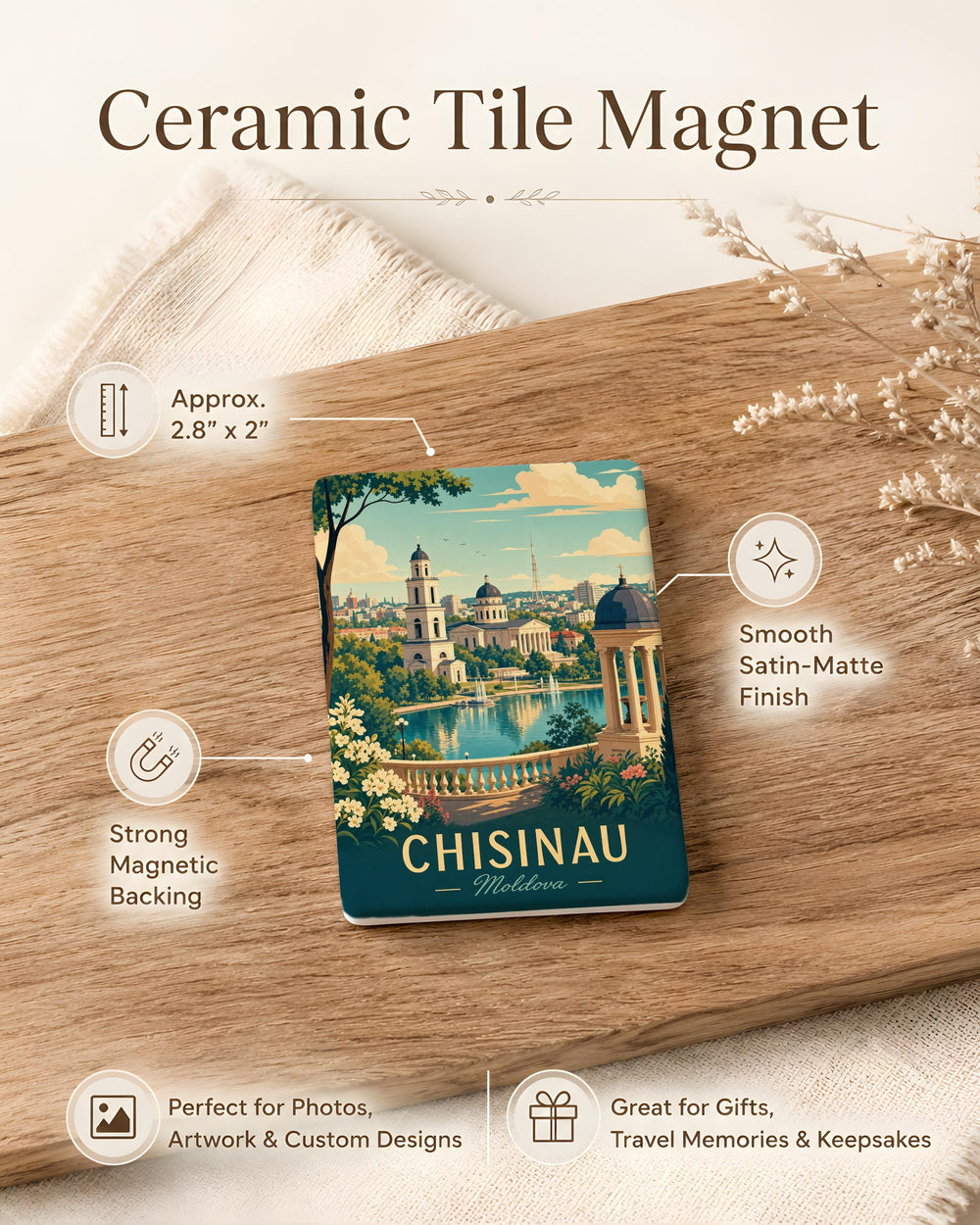 Chisinau Moldova Fridge Magnet, Chisinau City Souvenir Magnet, Moldova Travel Gift, Chisinau Landmark Keepsake Magnet