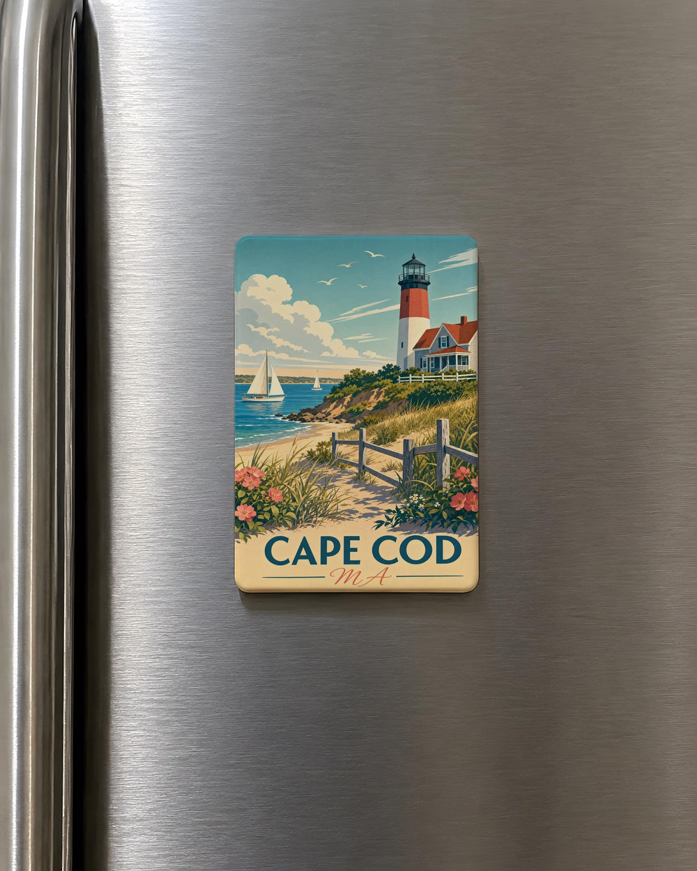 Cape Cod MA Fridge Magnet, Cape Cod Massachusetts Souvenir Magnet, Coastal New England Travel Keepsake, Cape Cod Gift