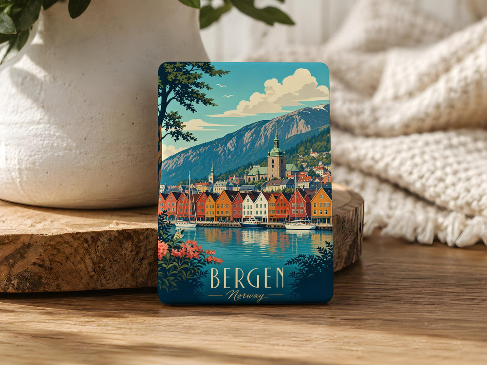 Bergen Norway Fridge Magnet, Bergen City Souvenir Magnet, Norway Travel Keepsake, Scandinavian Landmark Refrigerator Magnet