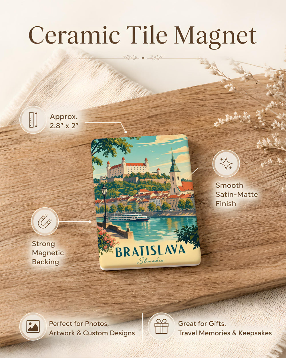 Bratislava Slovakia Fridge Magnet, Bratislava Souvenir Magnet, Slovakia Travel Gift, Bratislava Landmark Magnet, City Keepsake