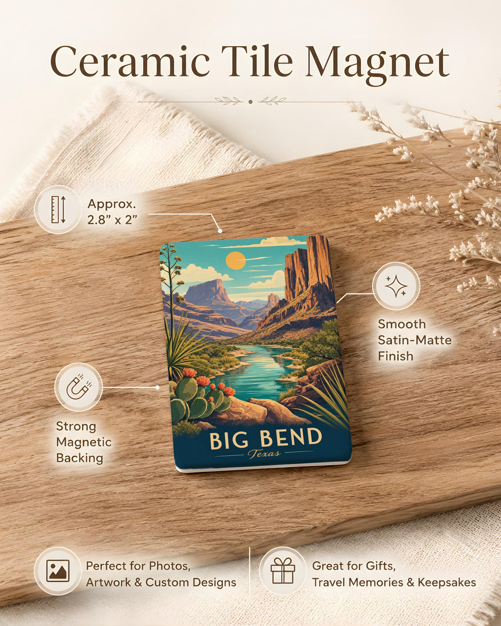 Big Bend National Park Fridge Magnet, Texas Desert Landscape Souvenir, Rio Grande Canyon Travel Keepsake Magnet