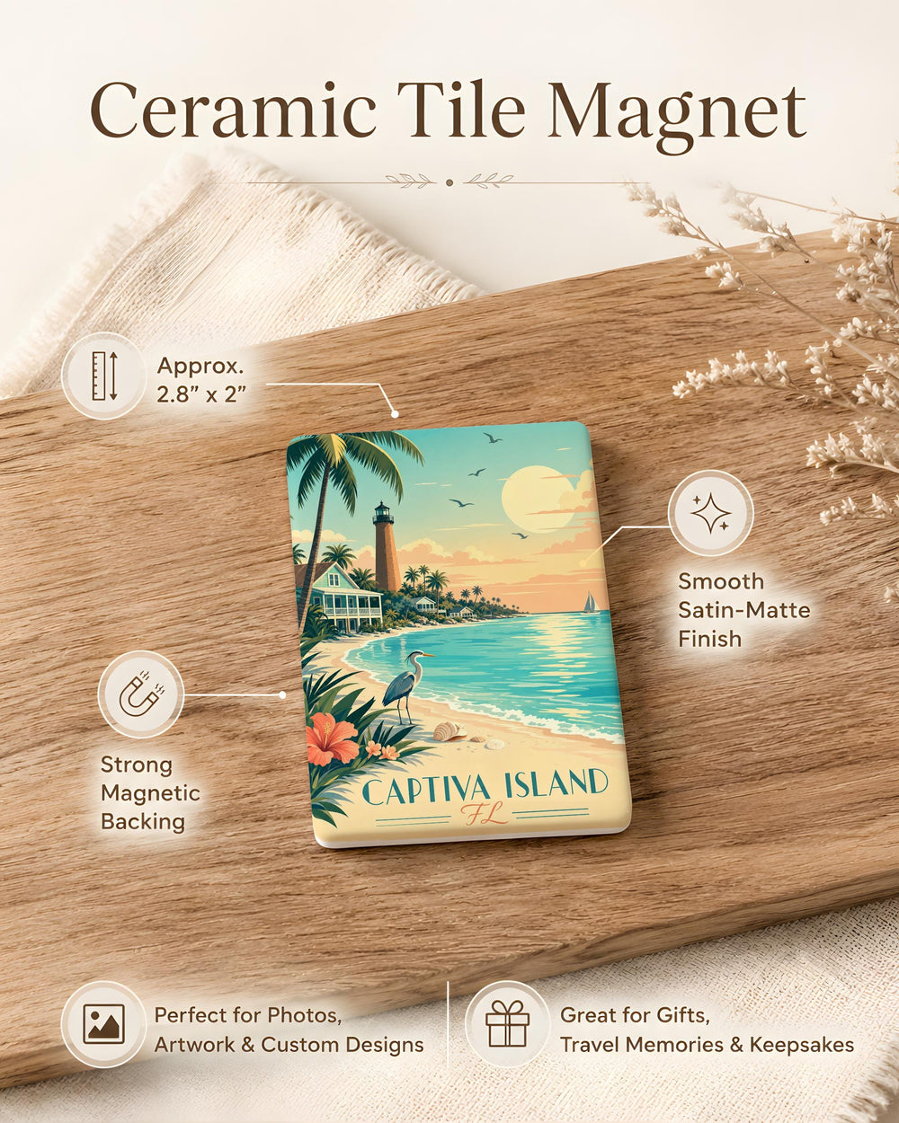 Captiva Island Florida Fridge Magnet, Captiva Island FL Souvenir Magnet, Beach Island Vacation Travel Gift Magnet
