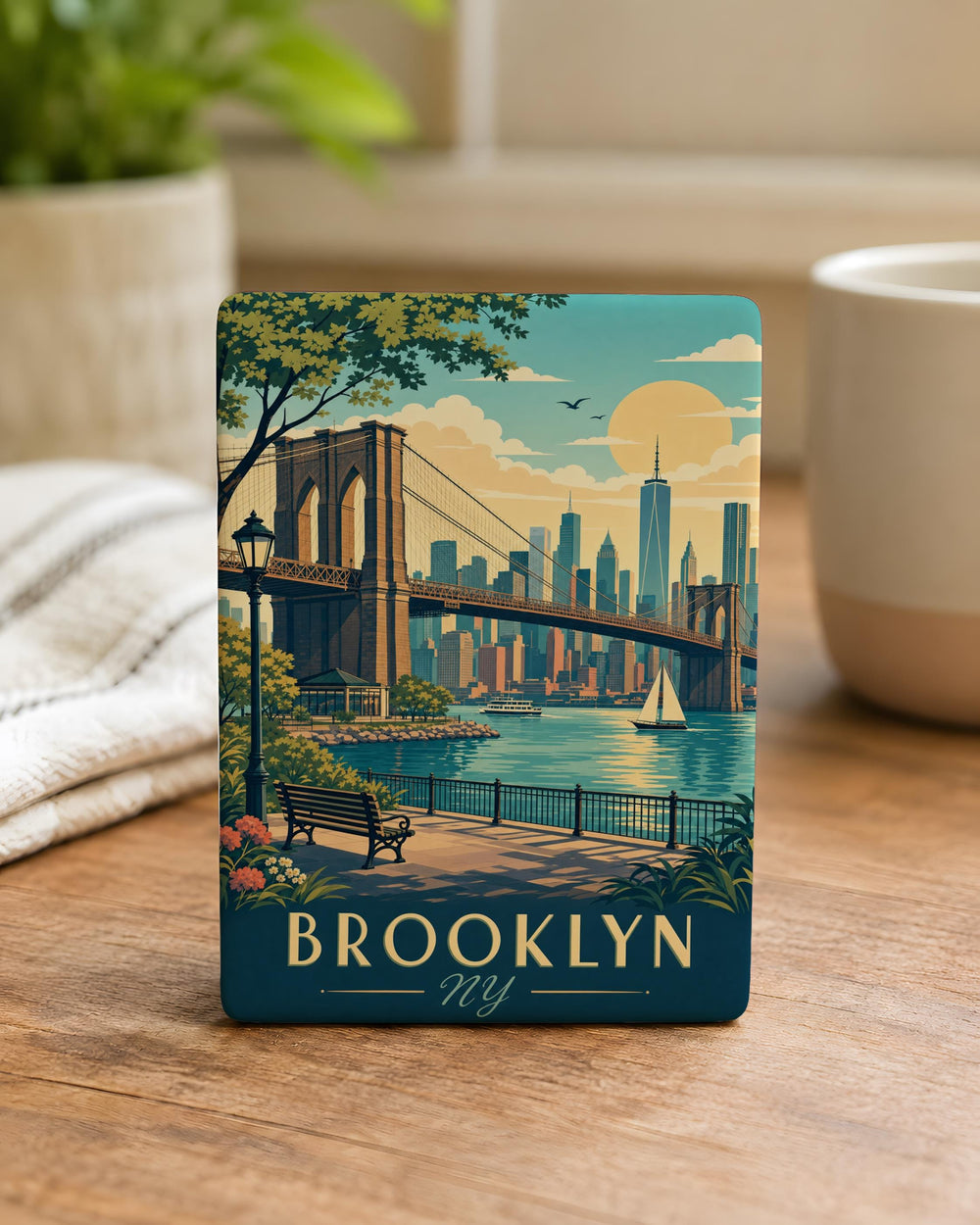 Brooklyn NY Fridge Magnet, Brooklyn New York Souvenir Magnet, NYC Travel Gift, Brooklyn Landmark Keepsake Magnet