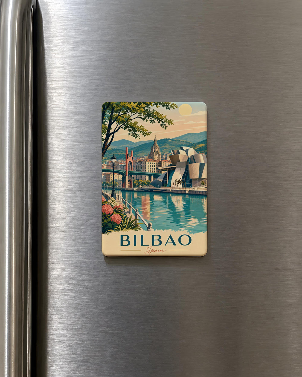 Bilbao Spain Fridge Magnet, Bilbao Souvenir Magnet, Basque Country Travel Gift, Bilbao Landmark Keepsake, Spain Vacation Memento