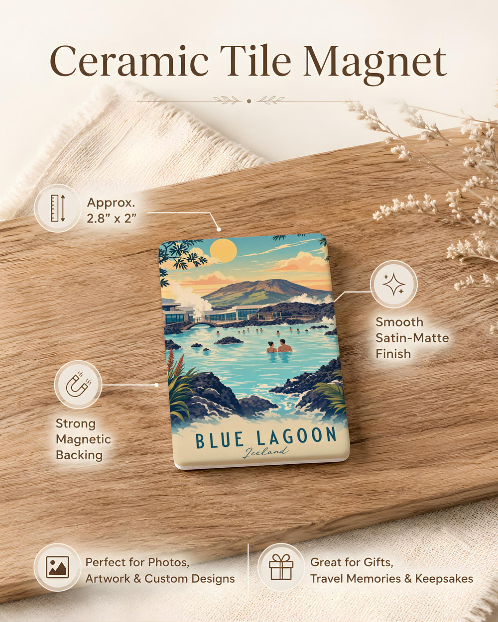 Blue Lagoon Fridge Magnet, Tropical Lagoon Scene Souvenir Magnet, Beach Vacation Refrigerator Magnet, Coastal Travel Gift