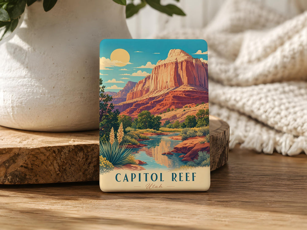 Capitol Reef National Park Fridge Magnet, Utah Scenic Travel Souvenir, Cathedral Valley Red Rock Landscape Magnet