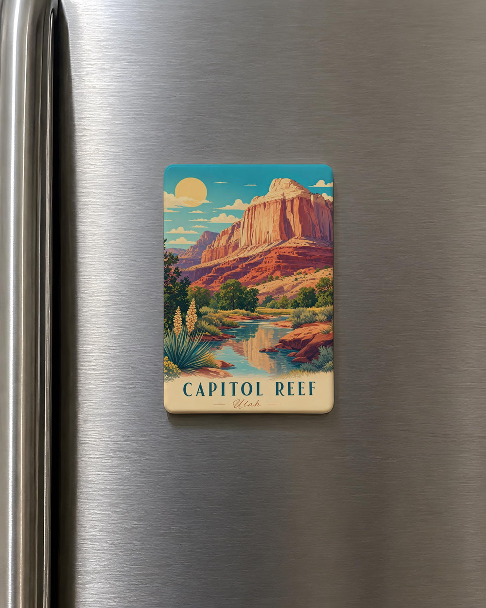 Capitol Reef National Park Fridge Magnet, Utah Scenic Travel Souvenir, Cathedral Valley Red Rock Landscape Magnet