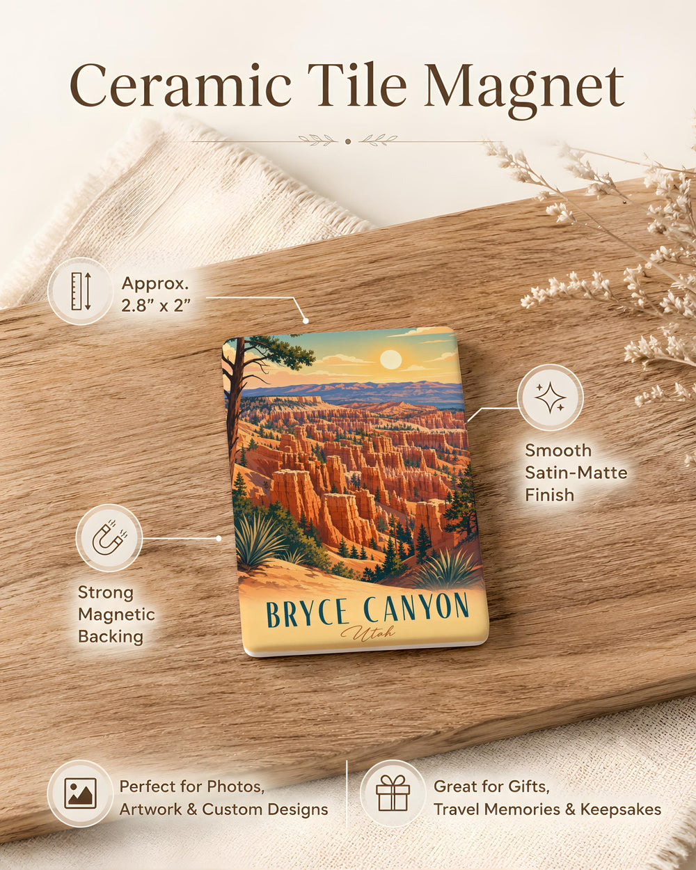Bryce Canyon National Park Fridge Magnet, Utah Hoodoos Souvenir, Scenic Travel Landmark Refrigerator Magnet