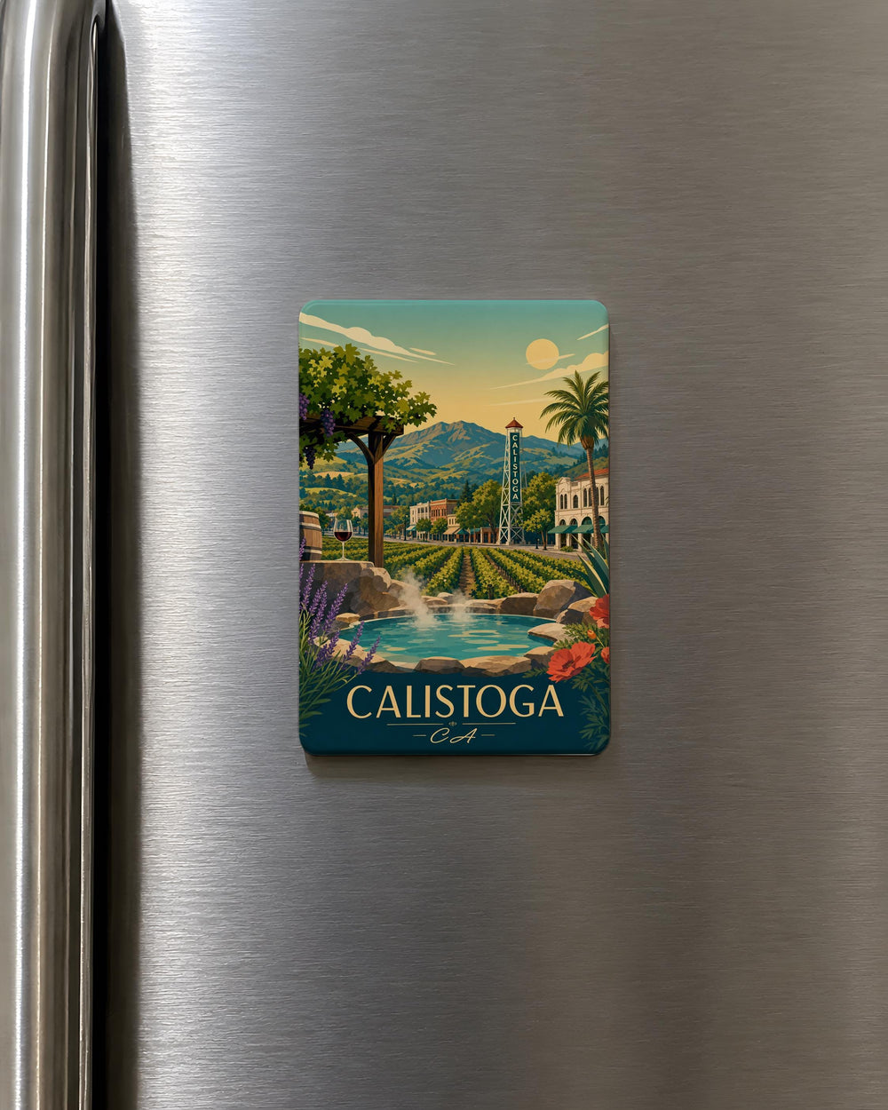 Calistoga CA Fridge Magnet, Calistoga California Souvenir Magnet, Napa Valley Travel Gift, Calistoga Landmark Keepsake Magnet