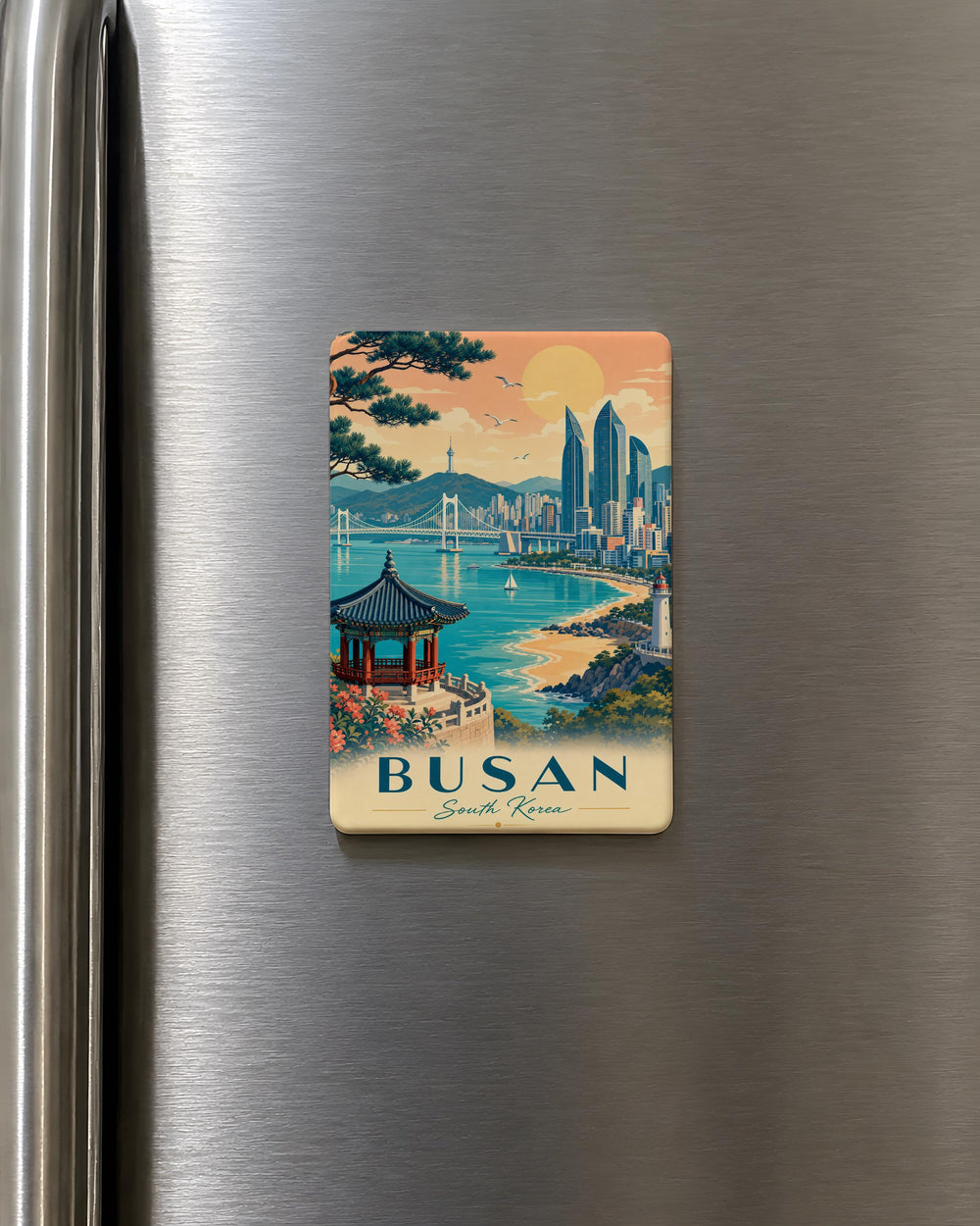 Busan South Korea Fridge Magnet, Busan City Souvenir Magnet, Korea Travel Gift, Busan Landmark Refrigerator Magnet, Korean Souvenir