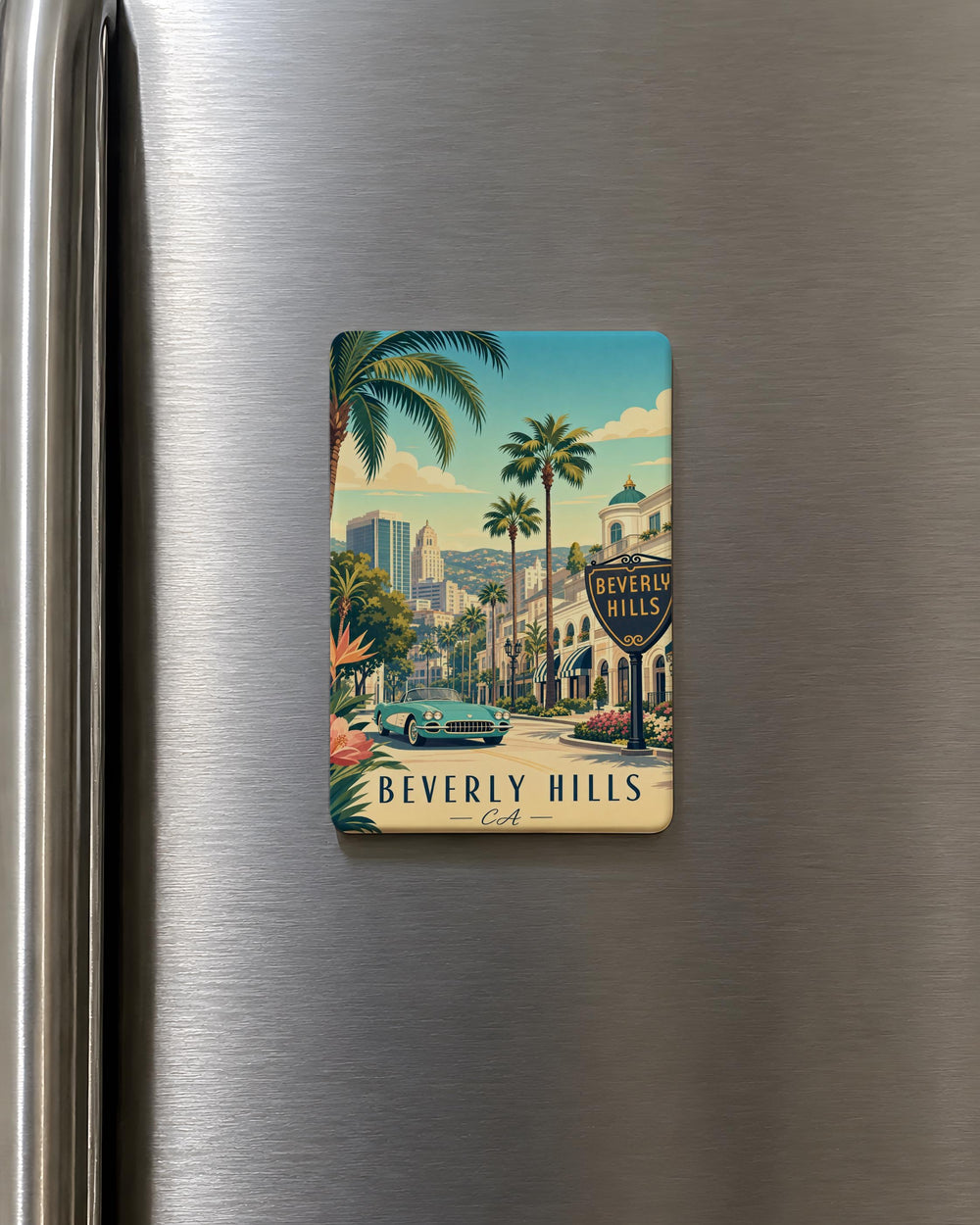 Beverly Hills CA Fridge Magnet, Beverly Hills California Souvenir Magnet, Los Angeles Landmark Travel Gift Magnet