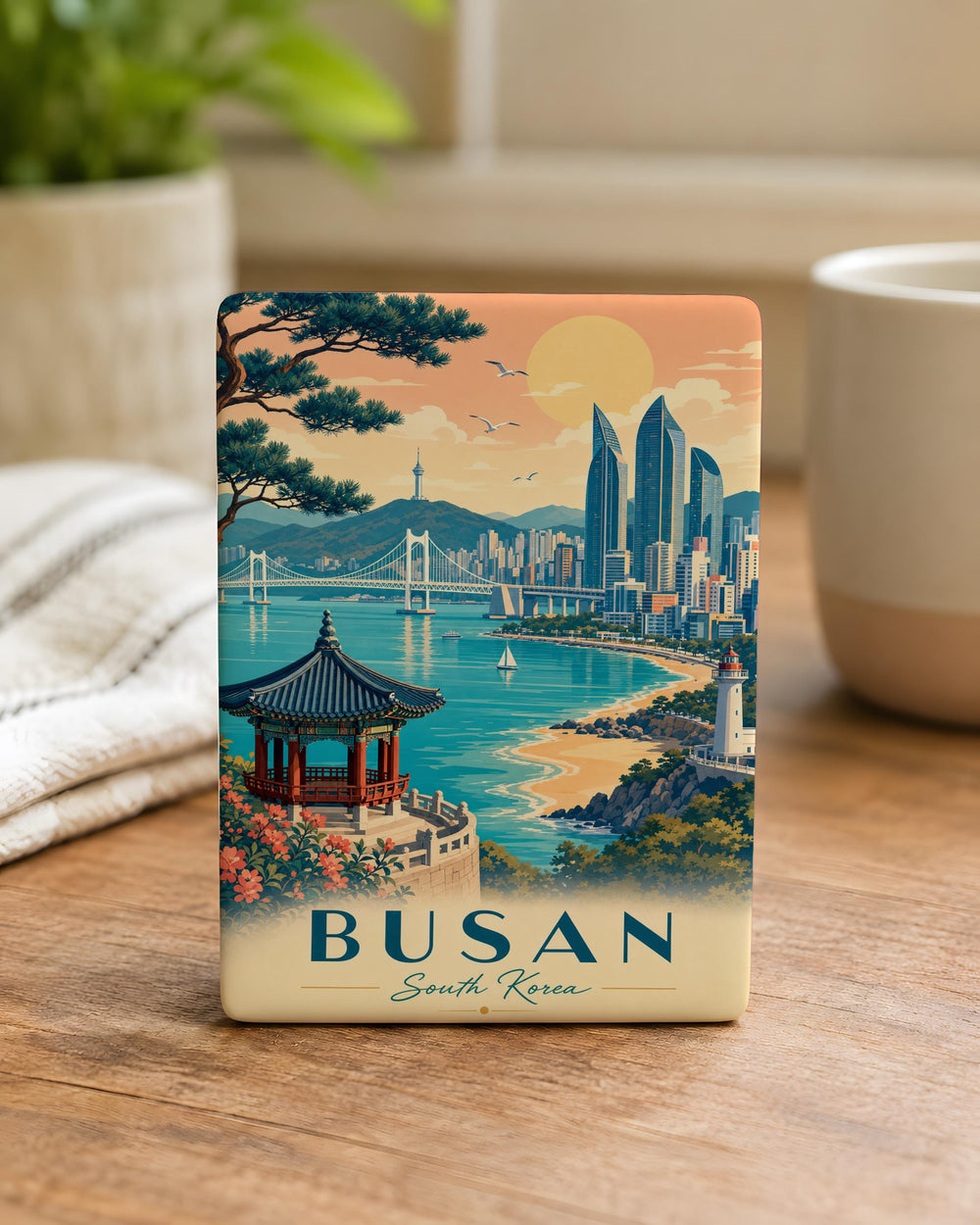 Busan South Korea Fridge Magnet, Busan City Souvenir Magnet, Korea Travel Gift, Busan Landmark Refrigerator Magnet, Korean Souvenir