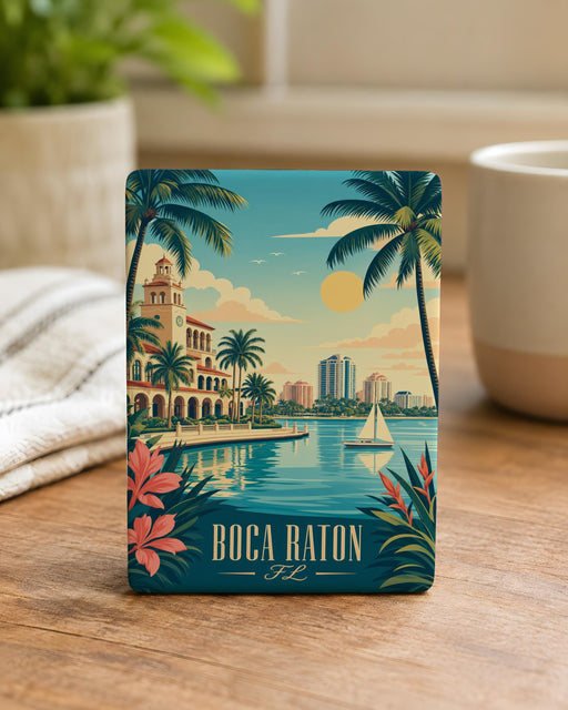 Boca Raton FL Fridge Magnet, Boca Raton Florida Souvenir Magnet, Beach Town Travel Keepsake Refrigerator Magnet