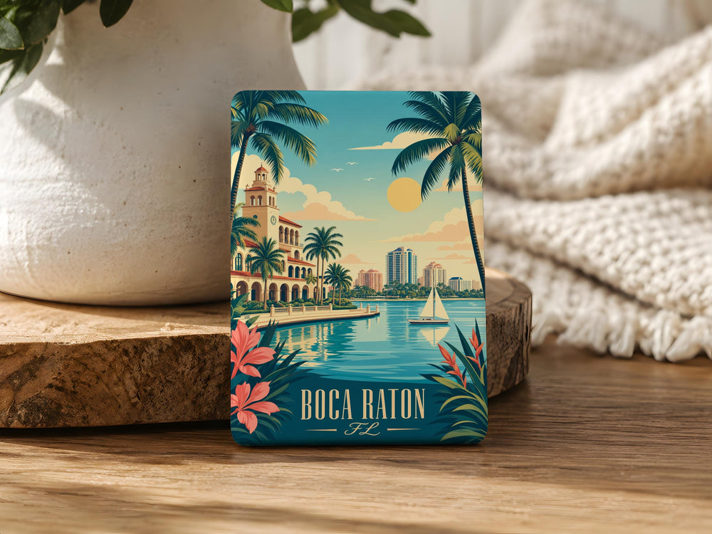 Boca Raton FL Fridge Magnet, Boca Raton Florida Souvenir Magnet, Beach Town Travel Keepsake Refrigerator Magnet
