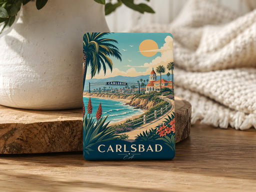 Carlsbad CA Fridge Magnet, Carlsbad California Souvenir Magnet, Coastal Beach Town Travel Keepsake Magnet