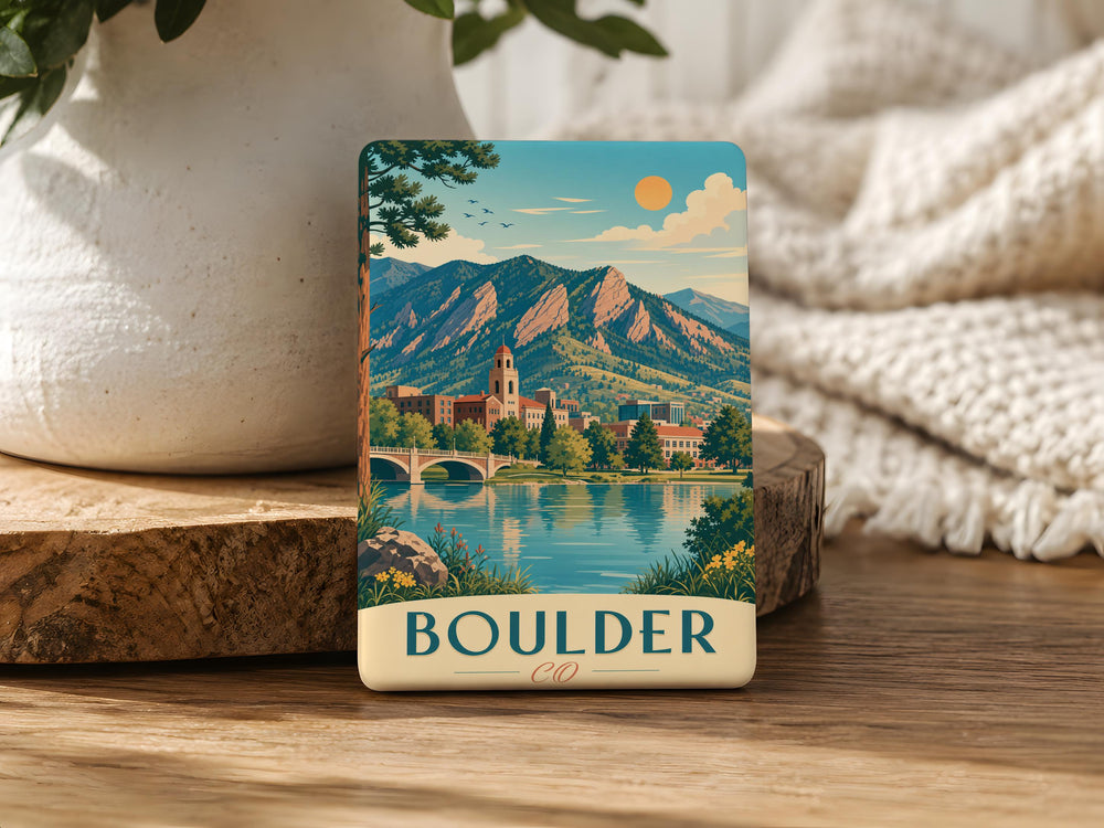 Boulder Colorado Fridge Magnet, Boulder CO Souvenir Magnet, Colorado Travel Gift, Rocky Mountains Keepsake, City Landmark Magnet