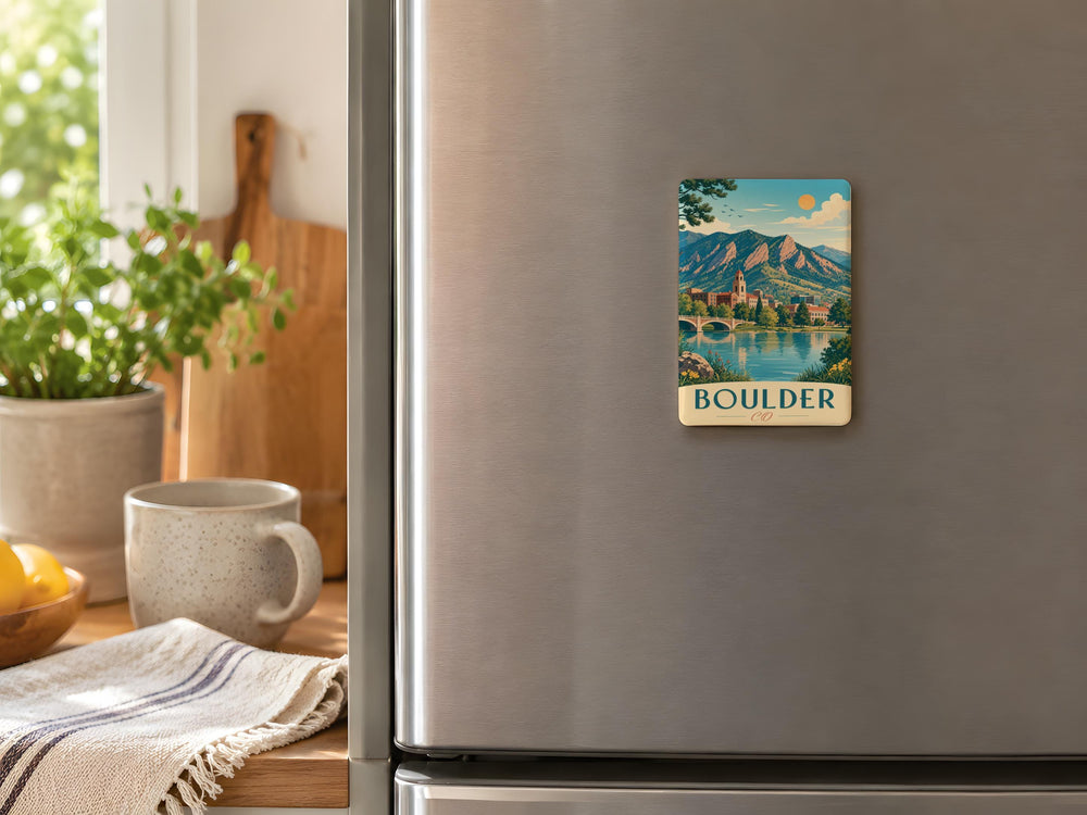 Boulder Colorado Fridge Magnet, Boulder CO Souvenir Magnet, Colorado Travel Gift, Rocky Mountains Keepsake, City Landmark Magnet