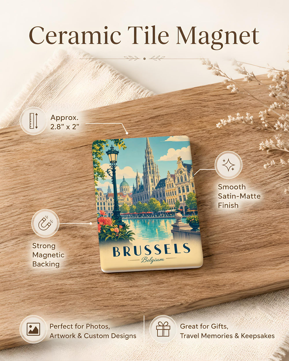 Brussels Belgium Fridge Magnet, Brussels City Landmark Souvenir Magnet, Belgium Travel Gift, Brussels Keepsake Magnet