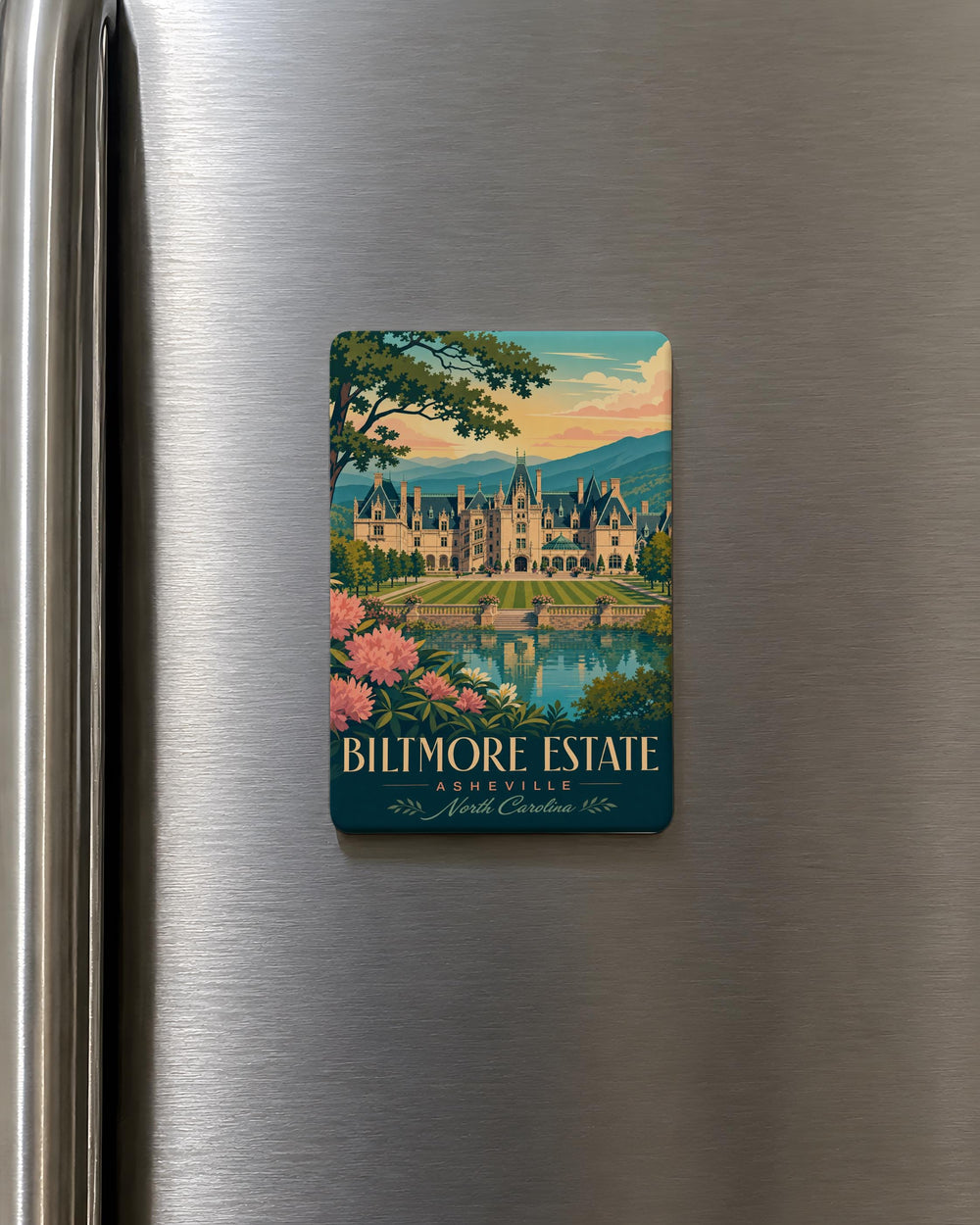 Biltmore Estate Fridge Magnet, Asheville NC Landmark Souvenir, Historic Mansion & Gardens Travel Keepsake Magnet